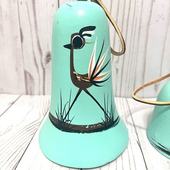 Lot of 3 Tesa Southwestern Ceramic Windbell Chimes Hand Painted Roadrunner - Picture 2 of 16